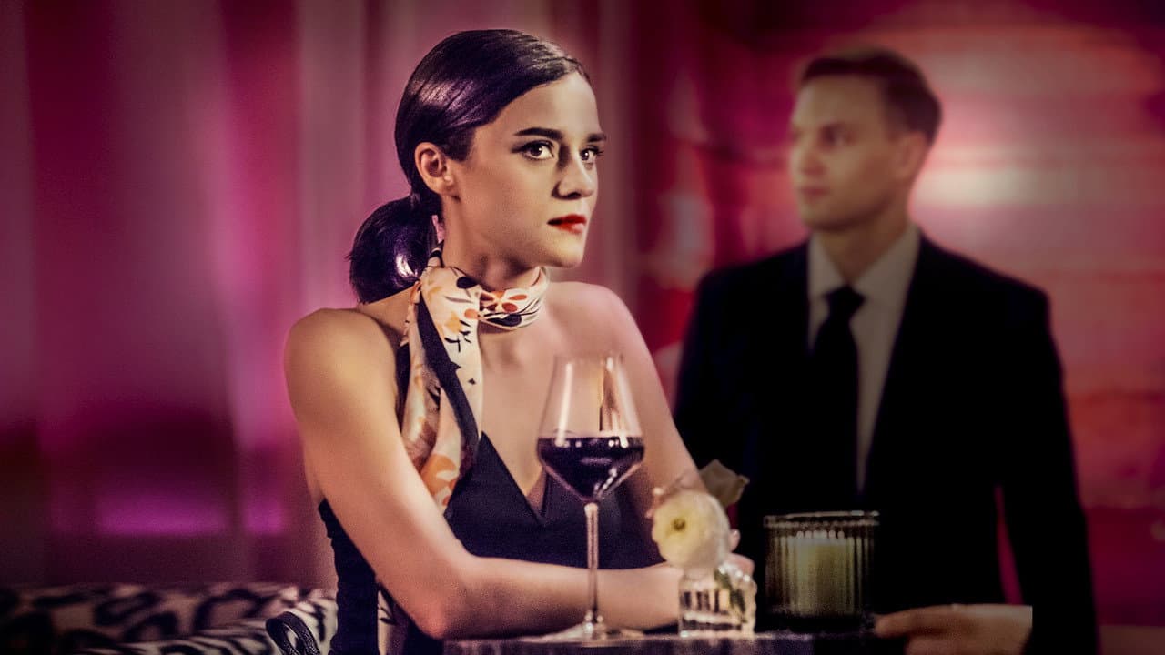 Vrouw met de rode lippenstift backdrop